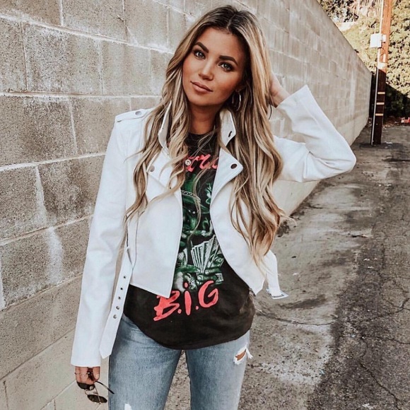 Windsor Jackets & Blazers - White faux leather biker jacket